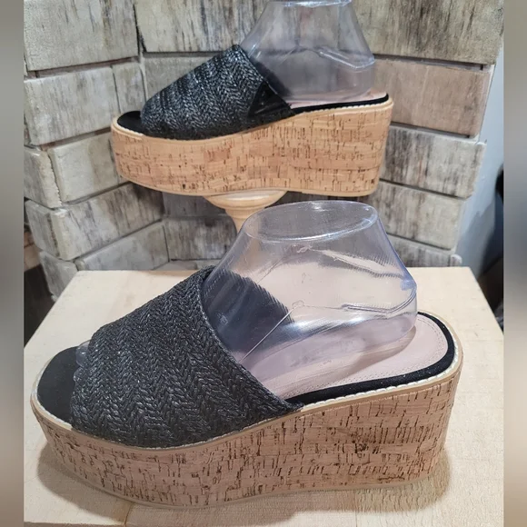 ASOS Shoes Asos Design Toya Cork Wedges In Black Weave Poshmark